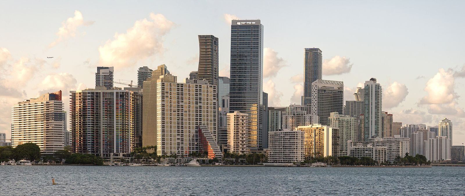 Miami skyline along Biscayne Bay on a clear day