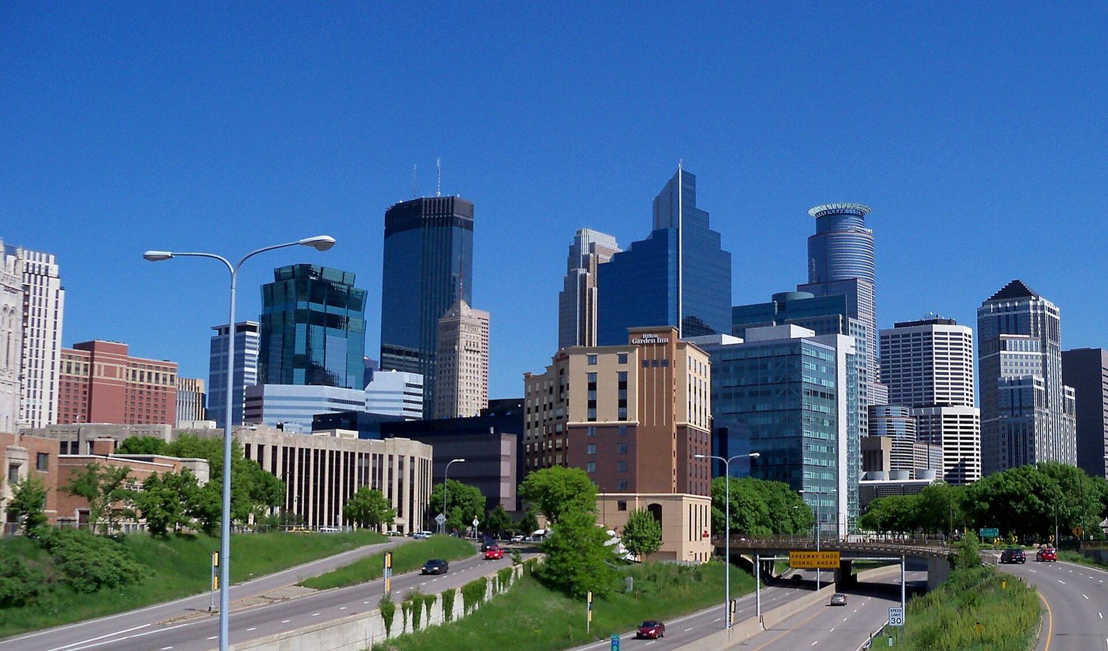 Minneapolis downtown skyline on a sunny day